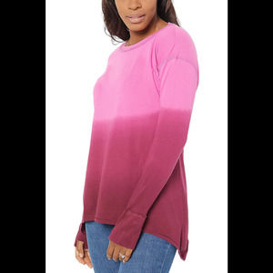 Seed to Style Printed Long Sleeve Top w/ Sharkbite Hem Purple Ombre - Regular